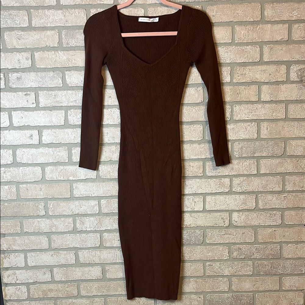 Altar’d State Ribbed Knit Midi Bodycon Dress- Size L